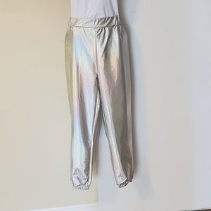 Women's Metallic Shiney Pants, Casual Holographic, size Large - never worn